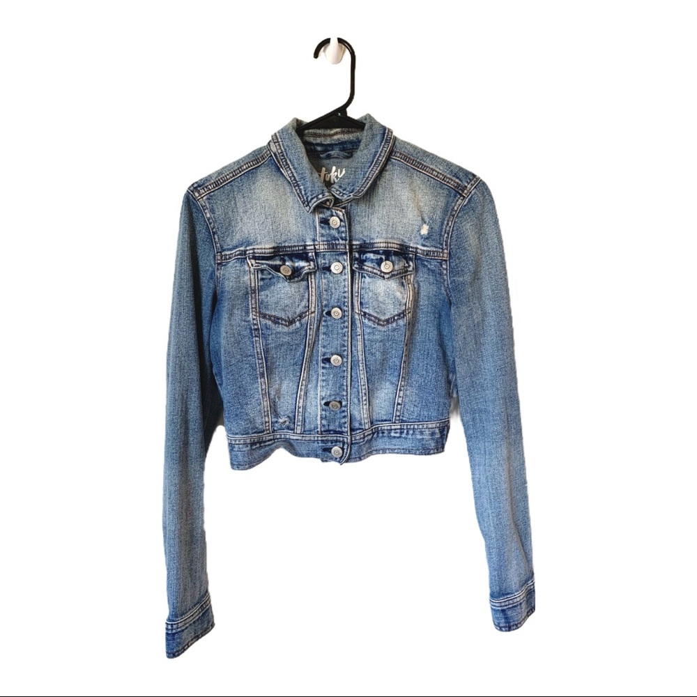 Cropped Lightwash Denim Jean Jacket- Size Small